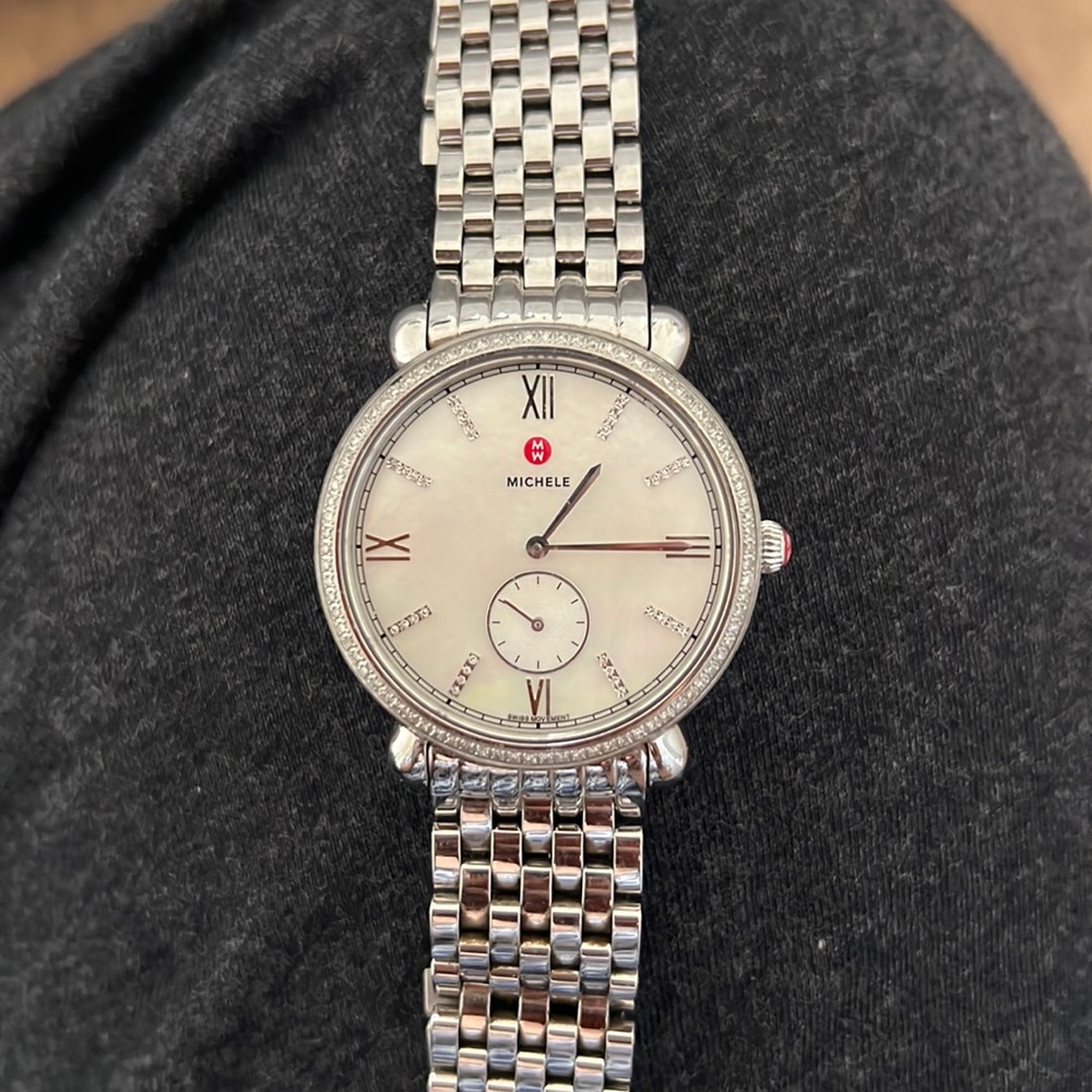 Michele watch - diamonds and Pearl face
